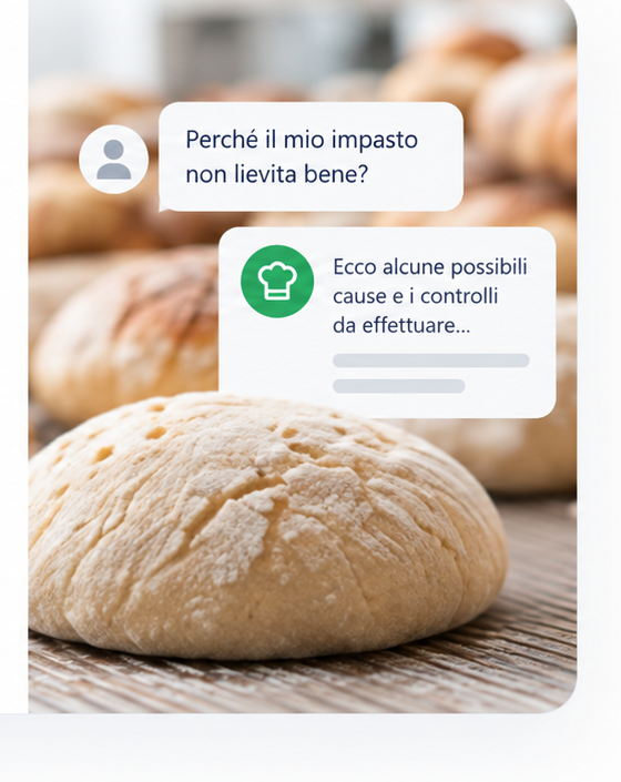 Esempio grafico di domande sull'impasto e risposte dedicate alla panificazione